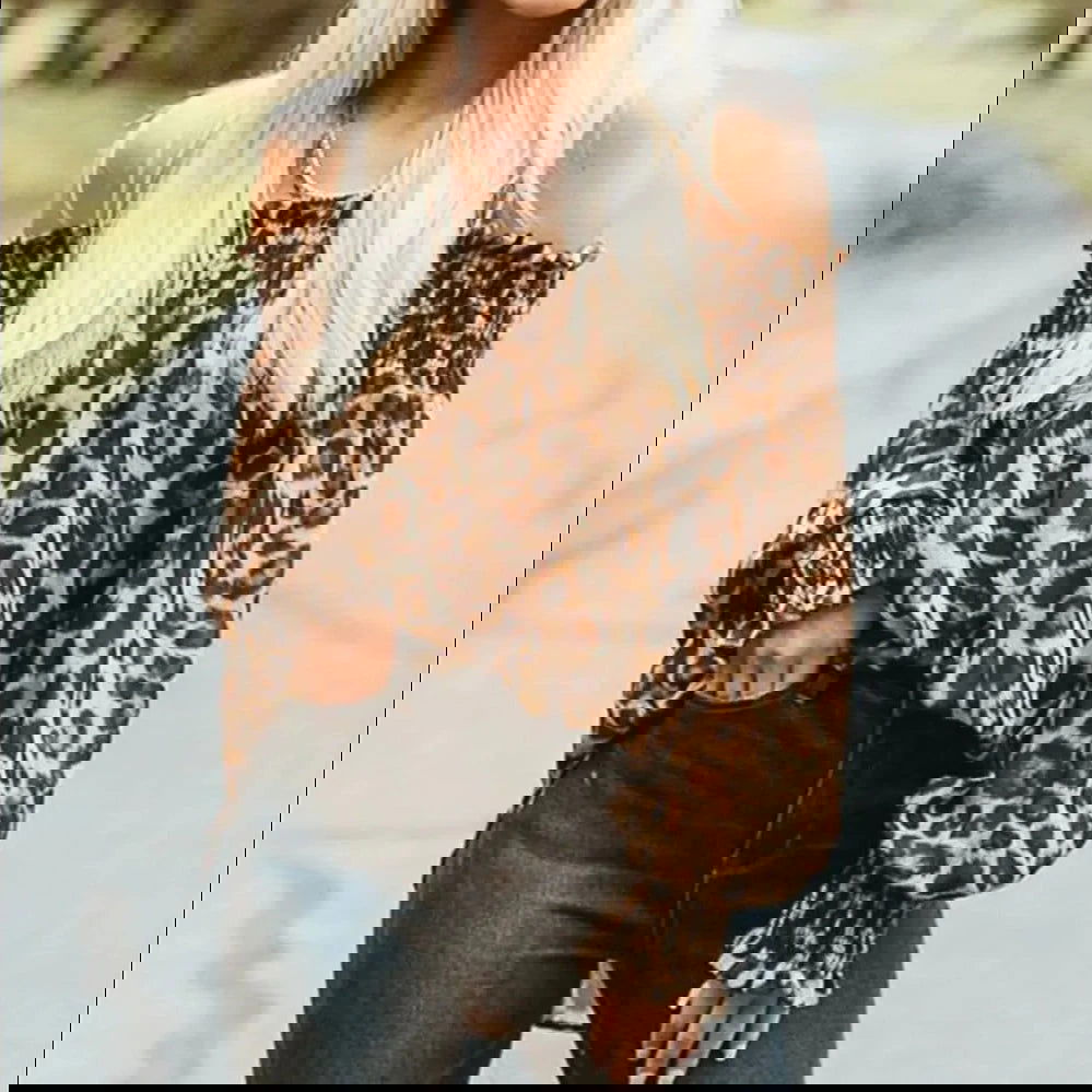 Blusa Manga Ciganinha Animal Print use o cupom PRIMEIRACOMPRA e garanta 12%OFF