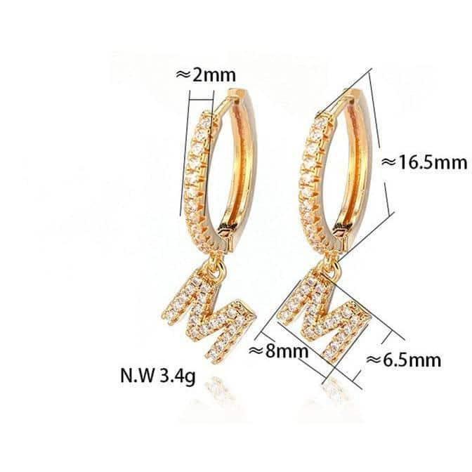 Brinco Argola Zirconia Letras - Sua Boutique