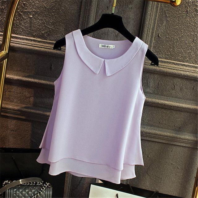 Camisa Chiffon Sem Mangas use o cupom PRIMEIRACOMPRA e garanta 12%OFF