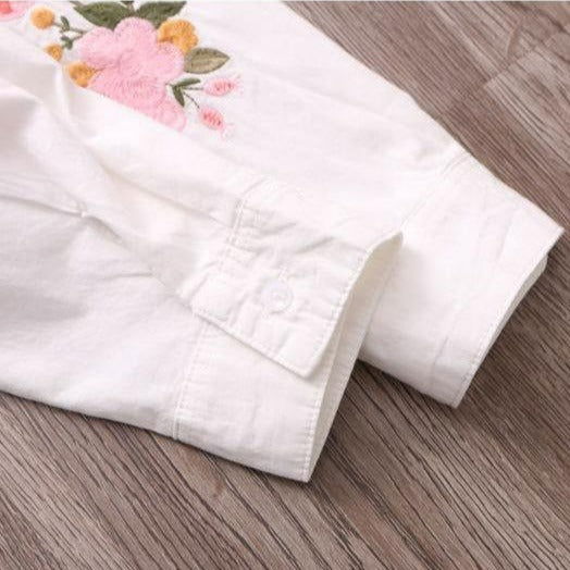 Camisa Long Flowers Bordada use o cupom PRIMEIRACOMPRA e garanta 12%OFF