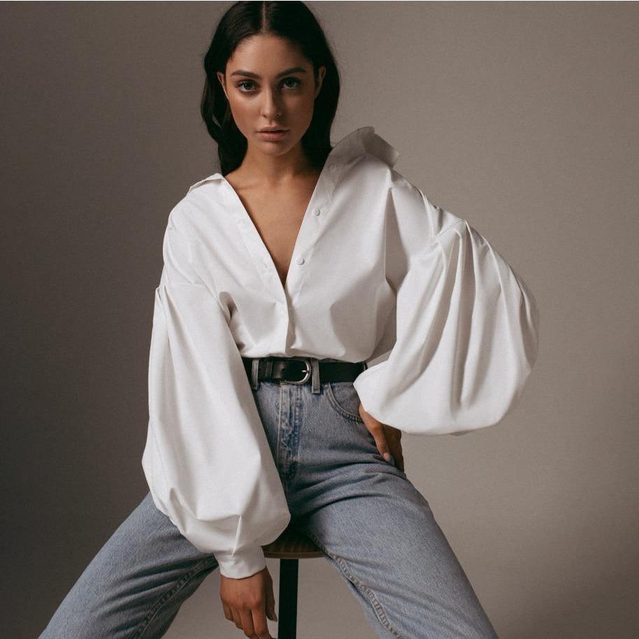Camisa Mangas Bufantes Oversize use o cupom PRIMEIRACOMPRA e garanta 12%OFF