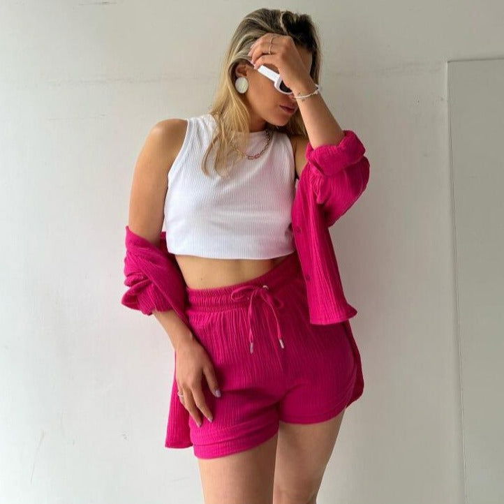 Conjunto Shorts e Camisa April use o cupom PRIMEIRACOMPRA e garanta 12%OFF