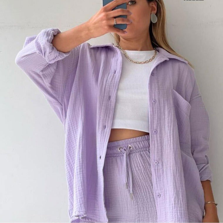 Conjunto Shorts e Camisa April -Entrega Grátis em até 10X Sem Juros