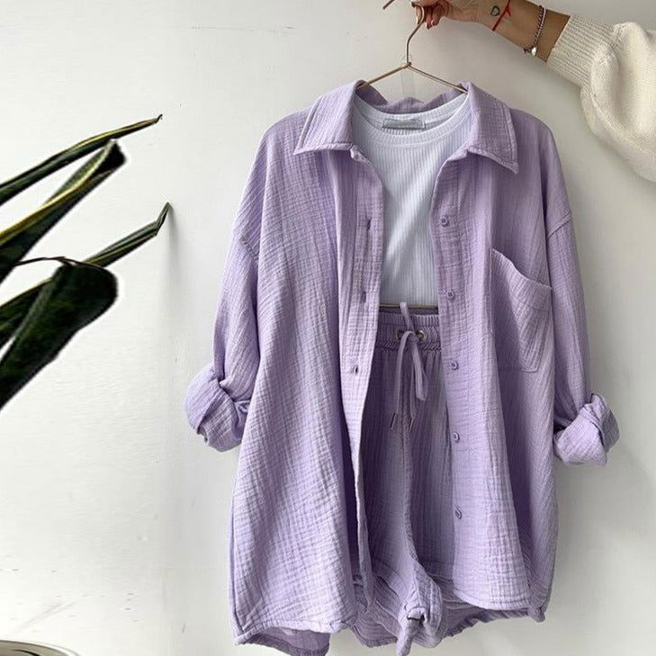 Conjunto Shorts e Camisa April -Entrega Grátis em até 10X Sem Juros