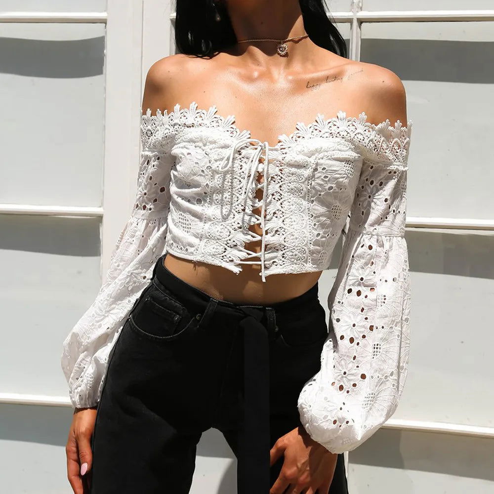 Cropped Manga Rendada use o cupom PRIMEIRACOMPRA e garanta 12%OFF