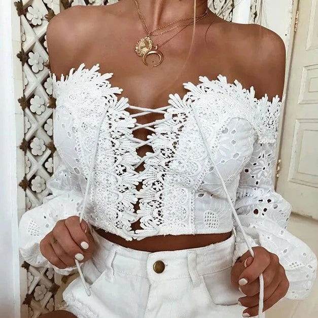 Cropped Manga Rendada - Sua Boutique