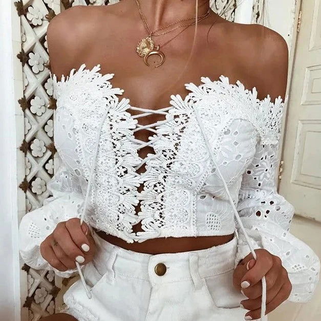 Cropped Manga Rendada use o cupom PRIMEIRACOMPRA e garanta 12%OFF