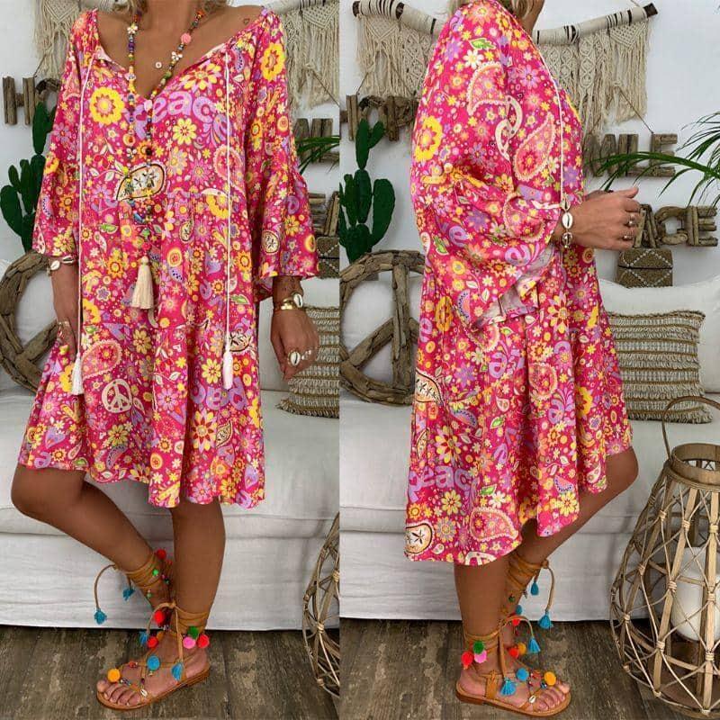 Vestido Boho Estampado - Sua Boutique