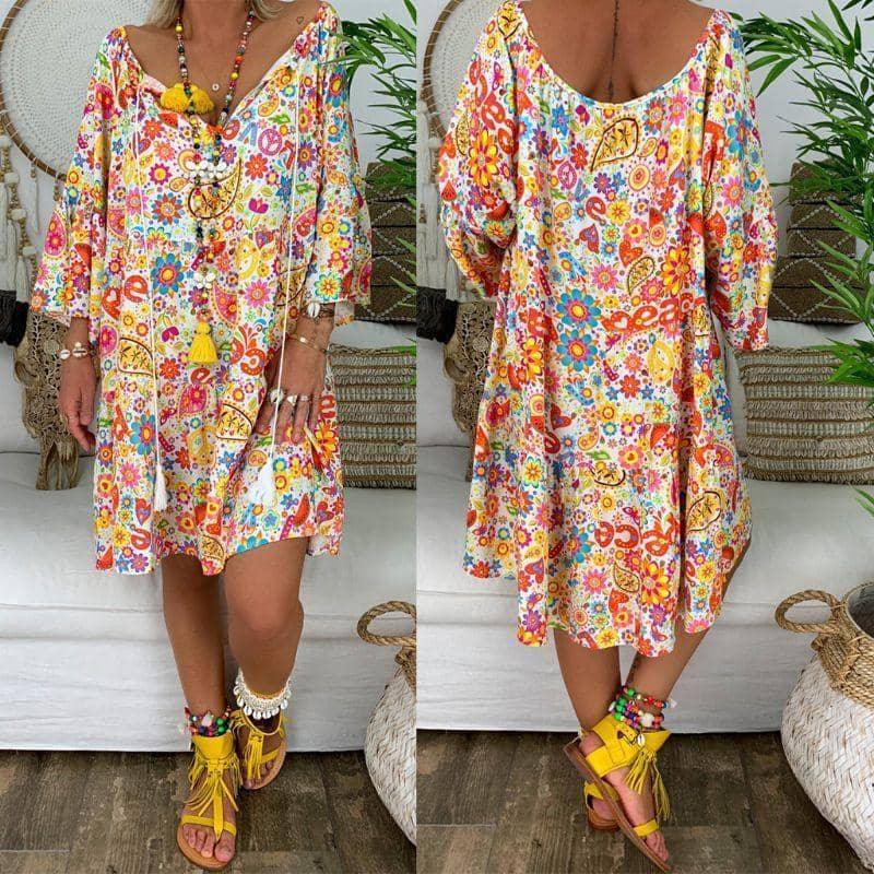 Vestido Boho Estampado - Sua Boutique