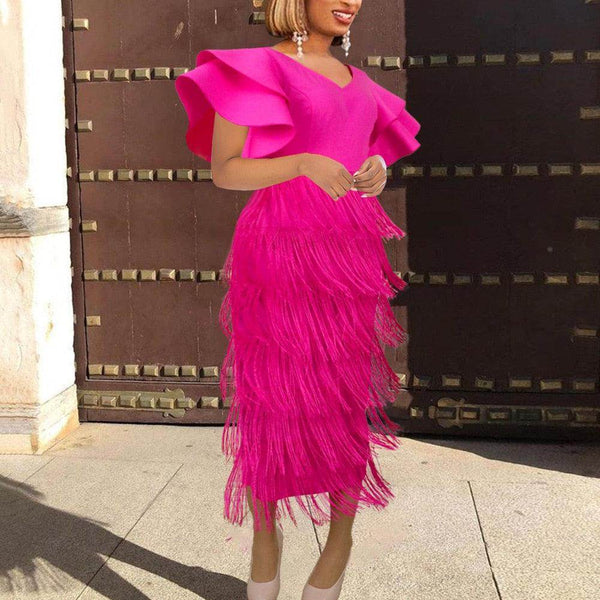 Vestido Franjas Pink Plus - Sua Boutique