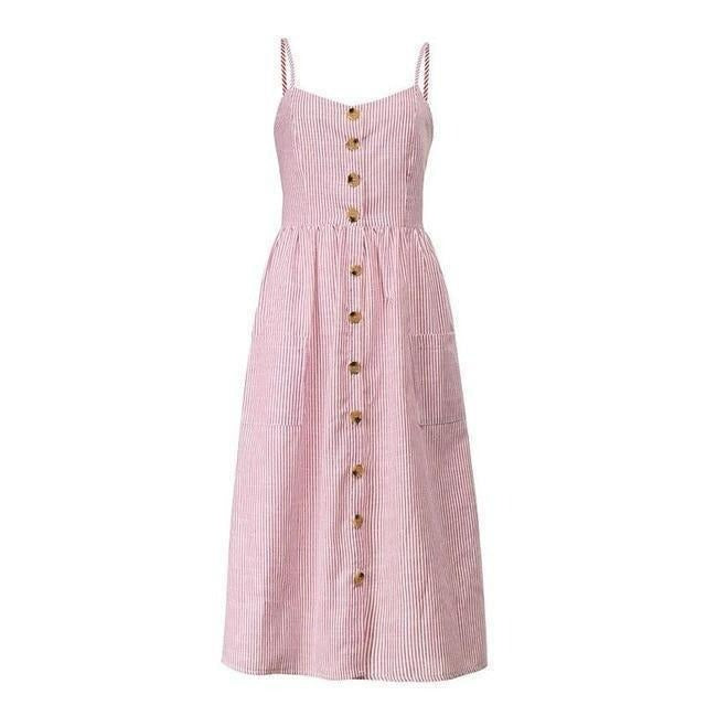 Vestido Midi Alça e Botões use o cupom PRIMEIRACOMPRA e garanta 12%OFF