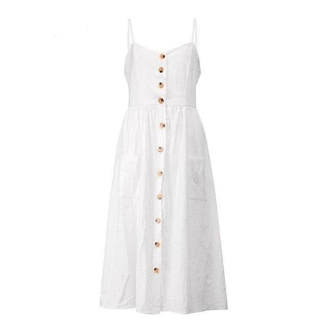 Vestido Midi Alça e Botões use o cupom PRIMEIRACOMPRA e garanta 12%OFF