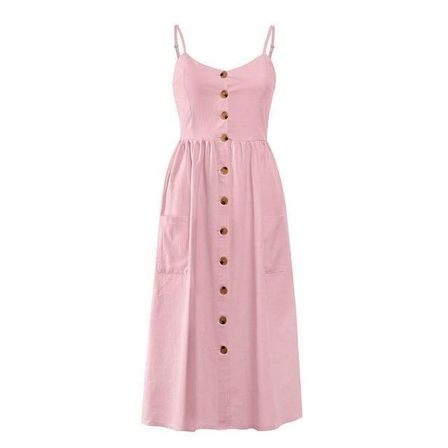 Vestido Midi Alça e Botões use o cupom PRIMEIRACOMPRA e garanta 12%OFF