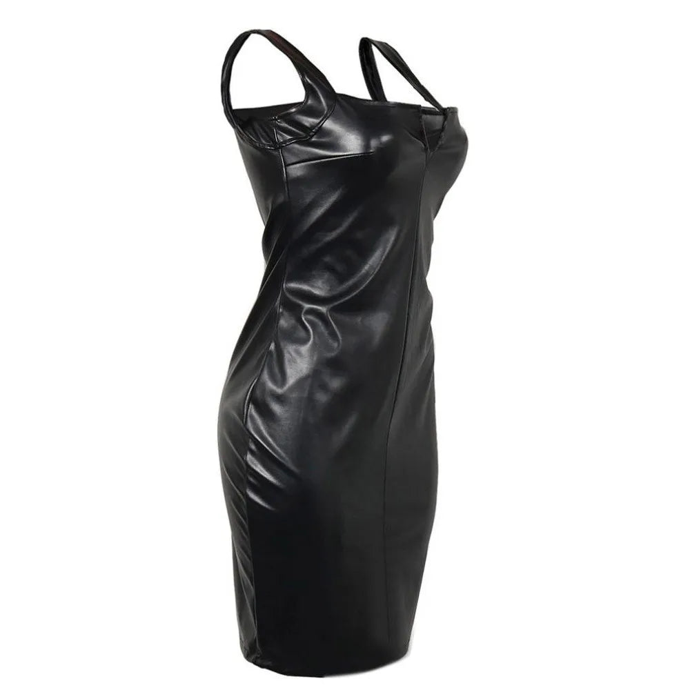 Vestido Midi Couro Ecológico use o cupom PRIMEIRACOMPRA e garanta 12%OFF