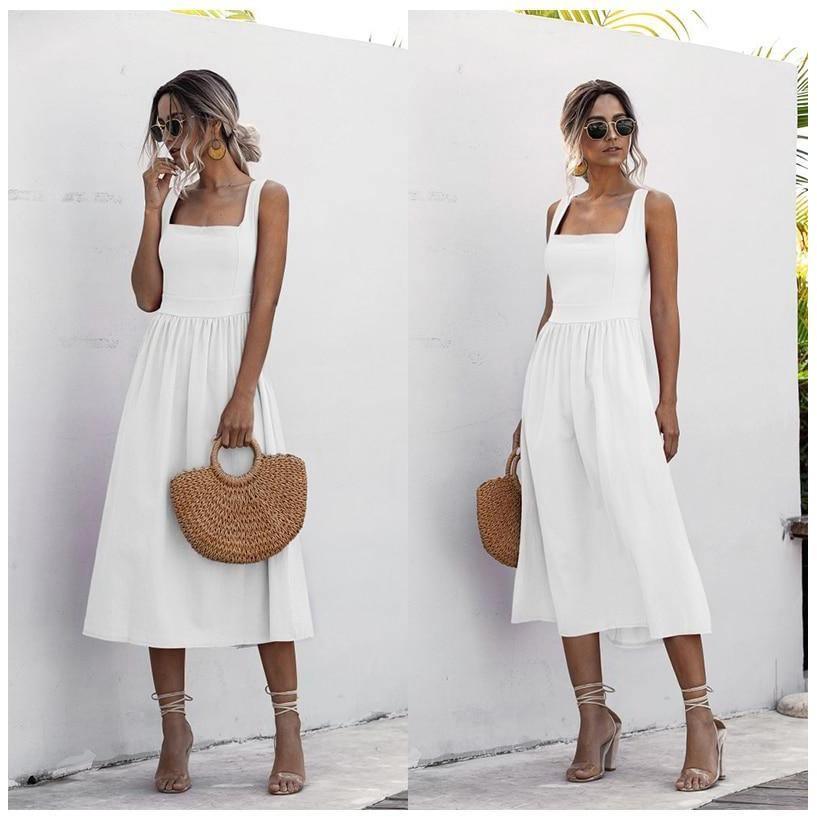 Vestido Midi Decote Reto use o cupom PRIMEIRACOMPRA e garanta 12%OFF