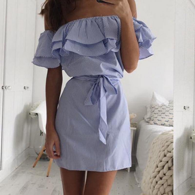 Vestido Ombro a Ombro Babado use o cupom PRIMEIRACOMPRA e garanta 12%OFF