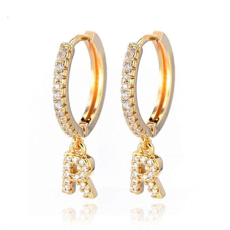 Brinco Argola Zirconia Letras - Sua Boutique