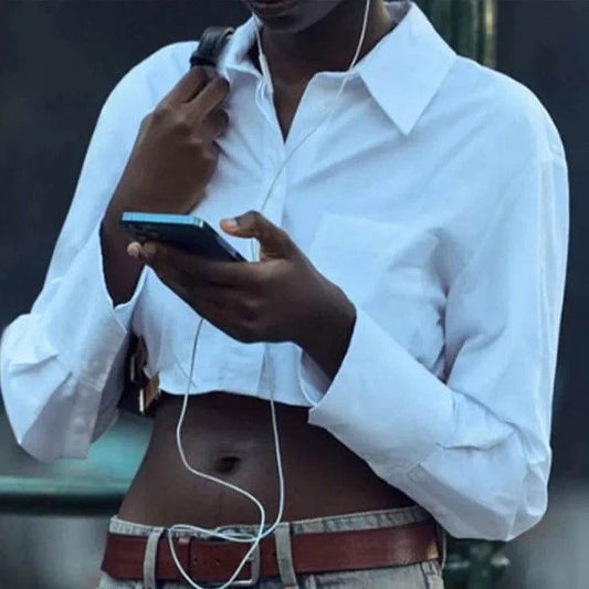 Camisa Cropped Cintos Laterais - Sua Boutique