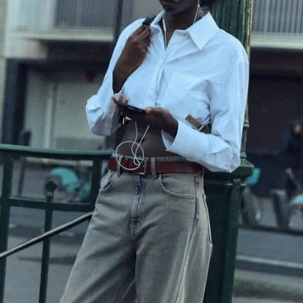 Camisa Cropped Cintos Laterais - Sua Boutique