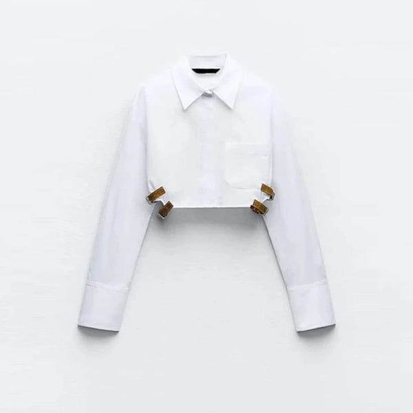 Camisa Cropped Cintos Laterais - Sua Boutique