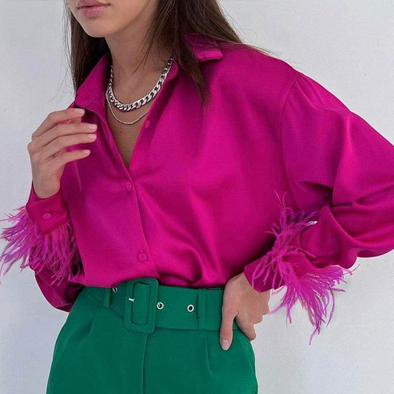 Camisa Detalhes em Plumas - Sua Boutique