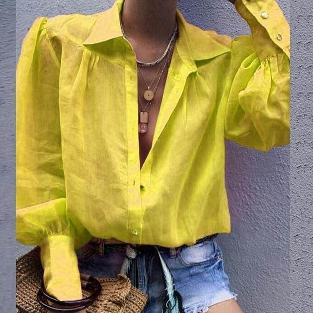 Camisa Feminina- Mangas Bufantes - Sua Boutique