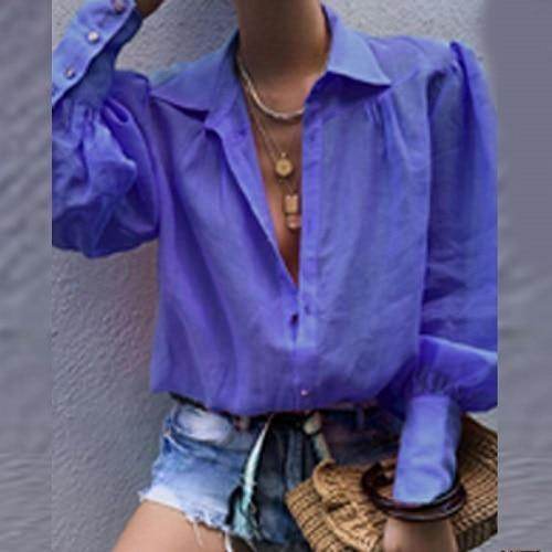 Camisa Feminina- Mangas Bufantes - Sua Boutique