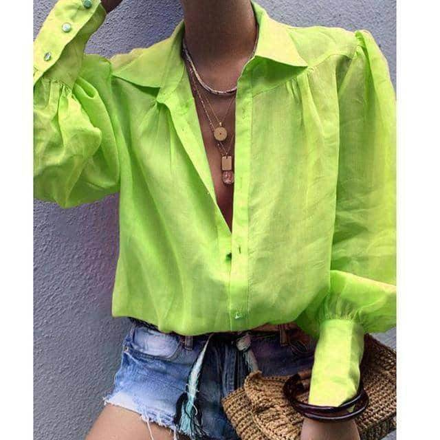 Camisa Feminina- Mangas Bufantes - Sua Boutique