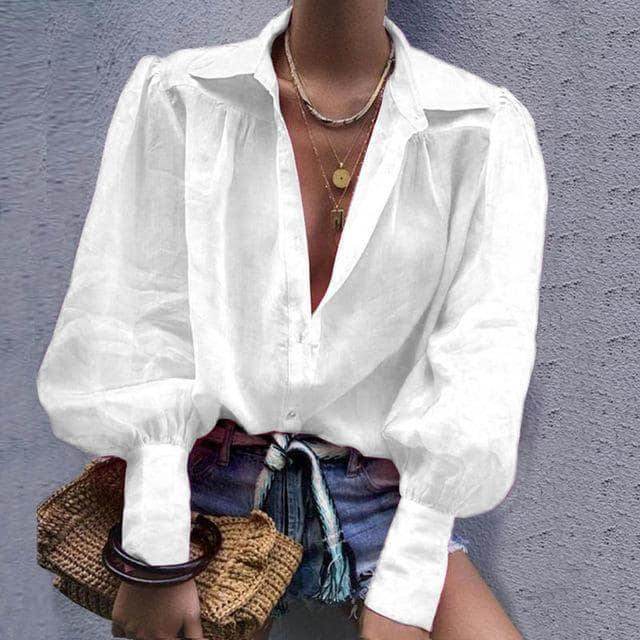 Camisa Feminina- Mangas Bufantes - Sua Boutique