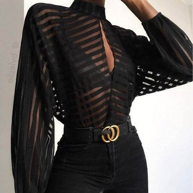 Camisa Feminina Com Listras Sexy - Sua Boutique