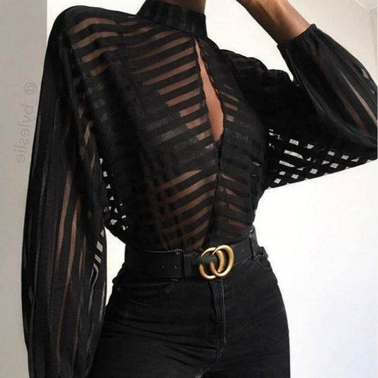 Camisa Feminina Com Listras Sexy - Sua Boutique