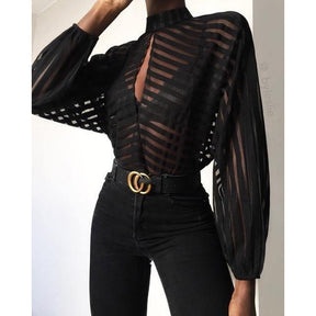 Camisa Feminina Com Listras Sexy use o cupom PRIMEIRACOMPRA e garanta 12%OFF