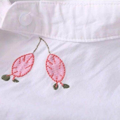 Camisa Long Flowers Bordada - Sua Boutique