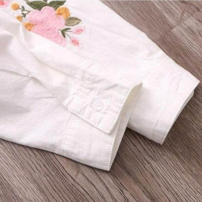 Camisa Long Flowers Bordada - Sua Boutique