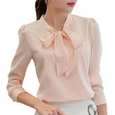 Camisa Manga Longa com Laço use o cupom PRIMEIRACOMPRA e garanta 12%OFF