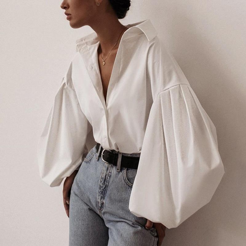 Camisa Mangas Bufantes Oversize use o cupom PRIMEIRACOMPRA e garanta 12%OFF