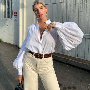 Camisa Mangas Bufantes Oversize use o cupom PRIMEIRACOMPRA e garanta 12%OFF