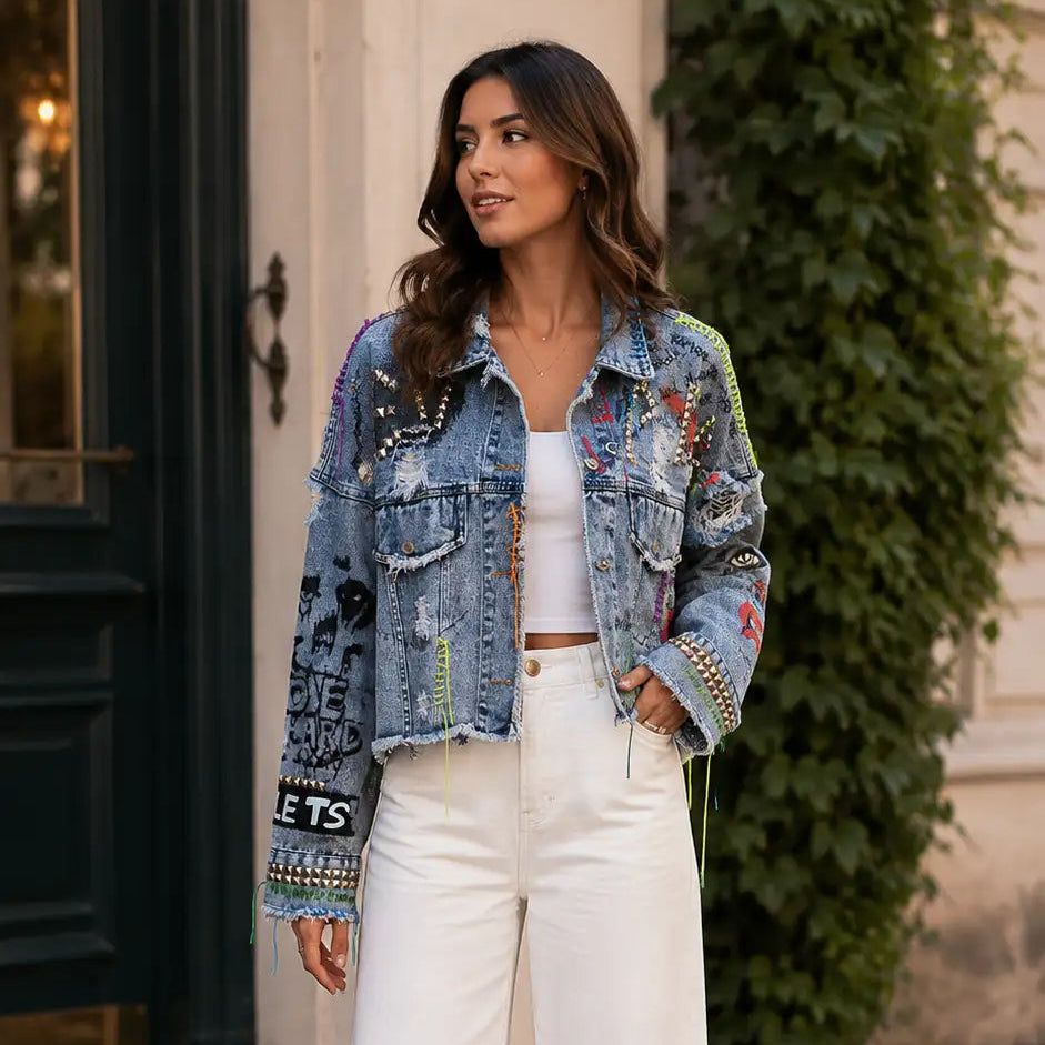 Jaqueta Jeans Fashion Destroyed