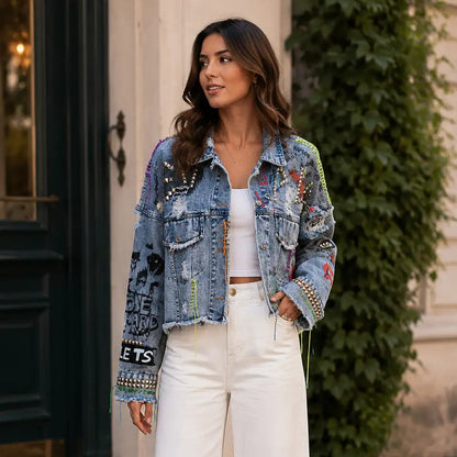 Jaqueta Jeans Fashion Destroyed