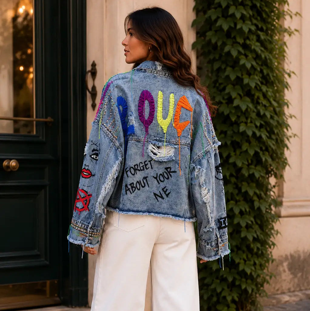 Jaqueta Jeans Fashion Destroyed
