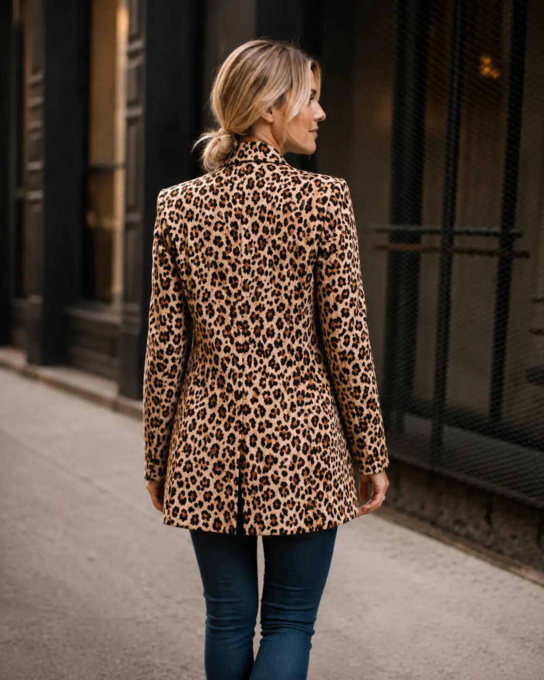 Blazer Long Animal Print Leopard