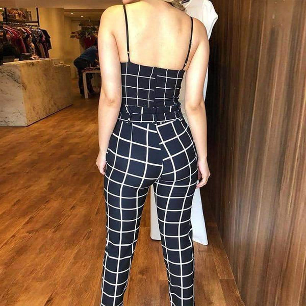 Conjunto Calça e Cropped Mariah Xadrez - Sua Boutique
