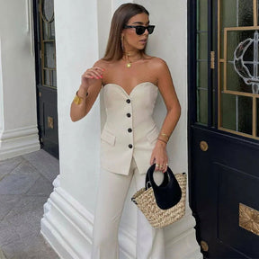 Conjunto Calça e Top Pamella use o cupom PRIMEIRACOMPRA e garanta 12%OFF