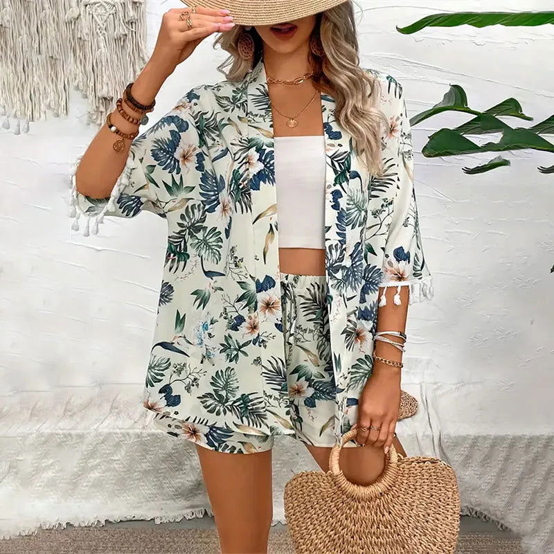 Conjunto Camisa e Shorts Floral Wave use o cupom PRIMEIRACOMPRA e garanta 12%OFF