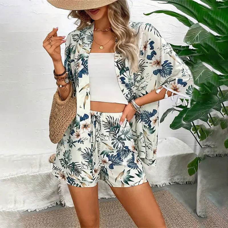 Conjunto Camisa e Shorts Floral Wave - Sua Boutique