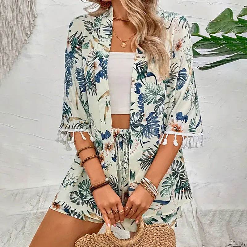 Conjunto Camisa e Shorts Floral Wave - Sua Boutique