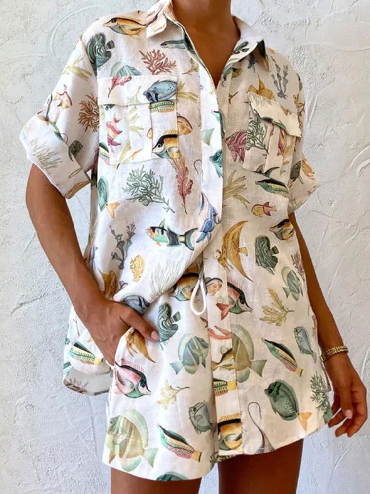 Conjunto Camisa e Shorts Oceans use o cupom PRIMEIRACOMPRA e garanta 12%OFF