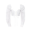 Cropped Decote Trançado com Mangas Bufantes - Sua Boutique