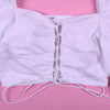 Cropped Decote Trançado com Mangas Bufantes - Sua Boutique