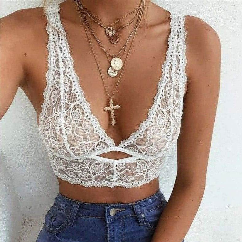 Cropped Vazado em Renda - Sua Boutique